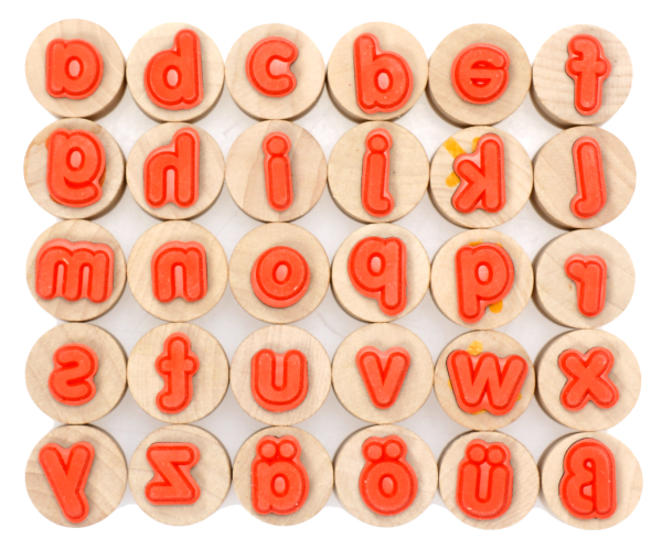 Holzstempel Kleinbuchstaben abc